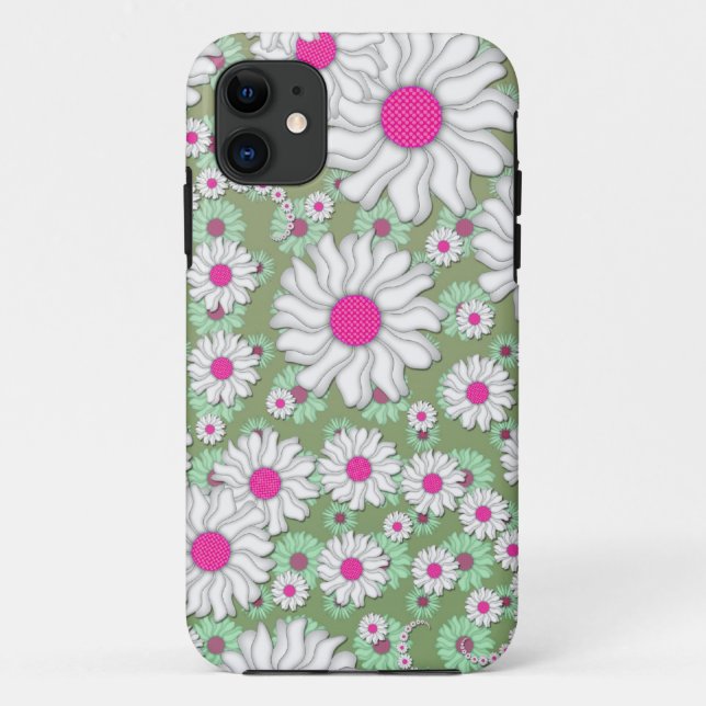 Spring Daisies White Pink Green Case-Mate iPhone Case (Back)