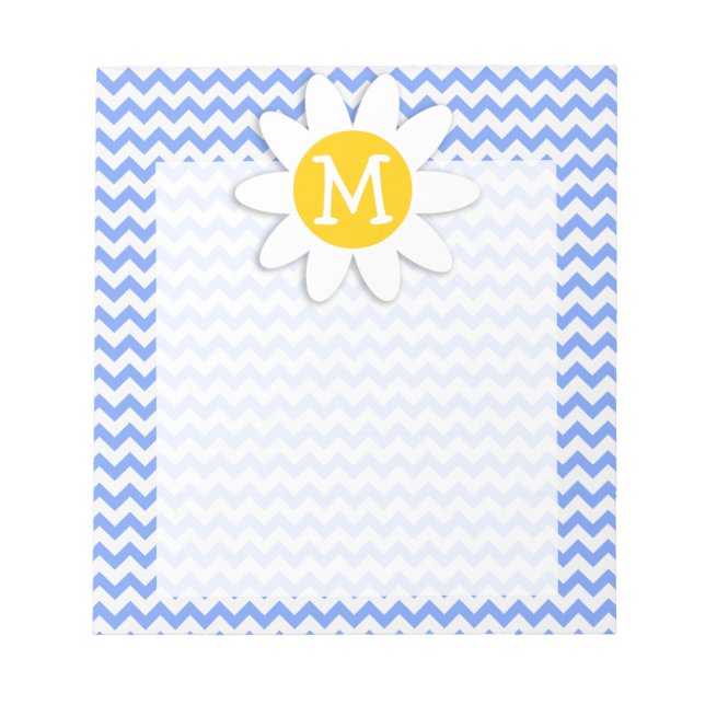 Spring Daisy; Blue Chevron Pattern Notepad (Front)