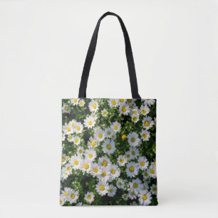Spring Daisy Field: Serene Background Tote Bag