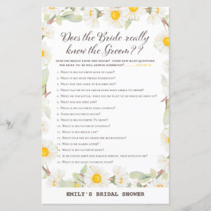 Spring Daisy Flower Bridal Shower Game PRINTED