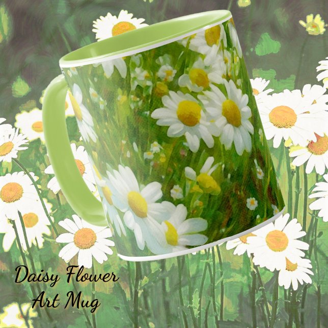 Spring Daisy Flowers Garden Art Mug Cup (Daisy flower garden art mug.)