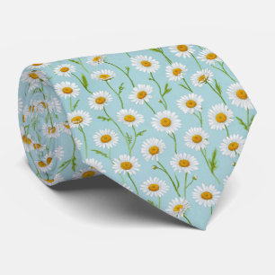 Spring Daisy Meadow Floral Pattern Tie