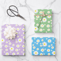 Spring Daisy Pattern Pastel Purple Blue Green