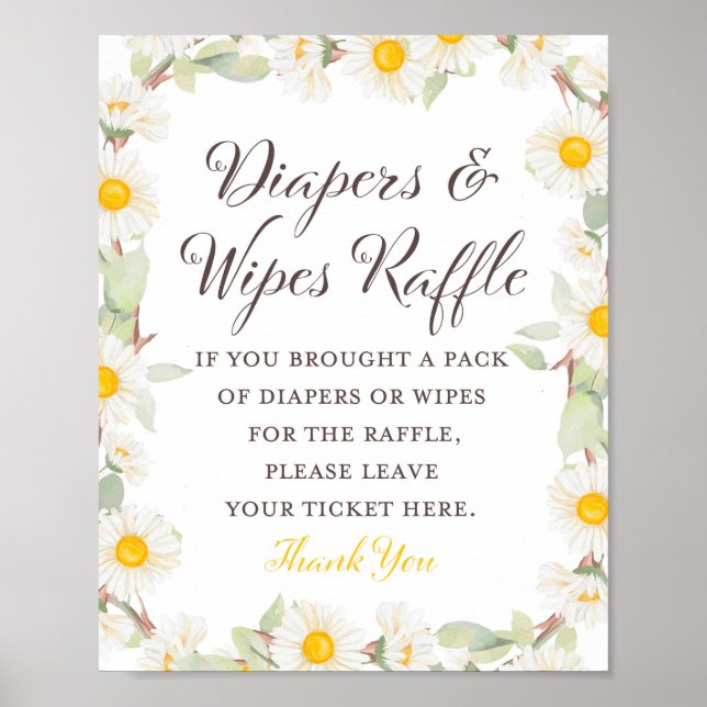 Spring Daisy Themed Baby Shower Sign (Front)