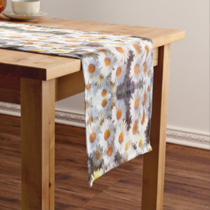 Spring Daisy Wildflower Watercolor Short Table Runner