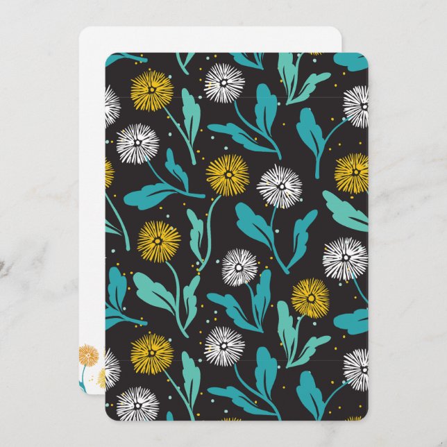 Spring Dandelion Flowers and Leaves Design Holiday Card (Front/Back)