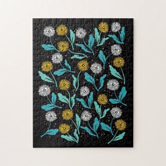 Spring Dandelion Flowers and Leaves Design Jigsaw Puzzle (Vertical)