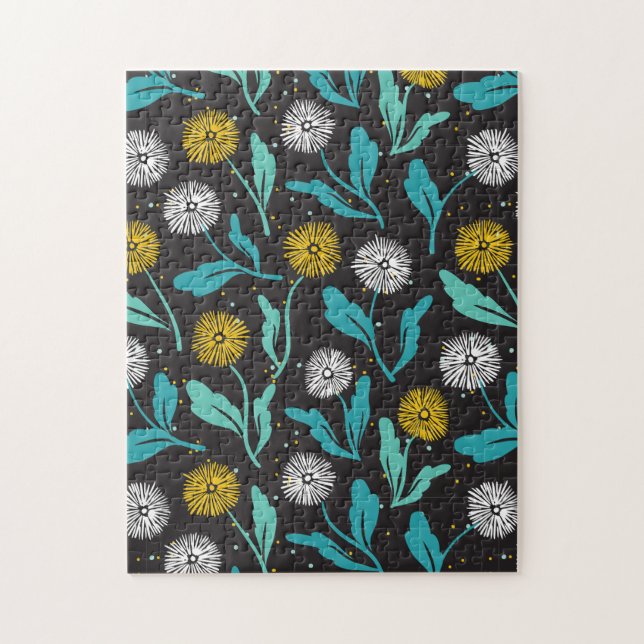 Spring Dandelion Flowers and Leaves Design Jigsaw Puzzle (Vertical)