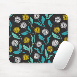 Spring Dandelion Flowers and Leaves Design Mouse Pad