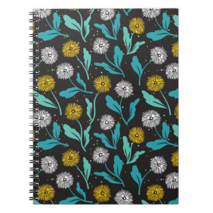 Spring Dandelion Flowers and Leaves Design Notebook