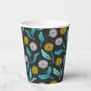 Spring Dandelion Flowers and Leaves Design Paper Cups