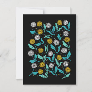 Spring Dandelion Flowers and Leaves Design Postcard