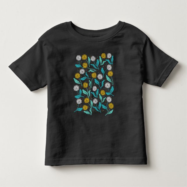 Spring Dandelion Flowers and Leaves Design Toddler T-Shirt (Front)