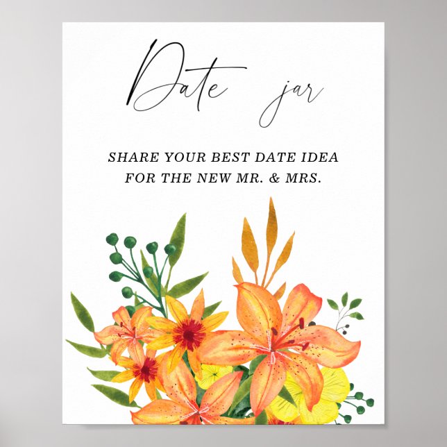 Spring date night ideas. Date jar bridal game  Pos Poster (Front)