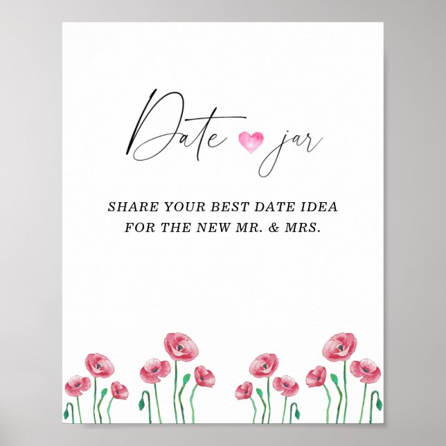 Spring date night ideas. Date jar bridal game  Poster (Front)