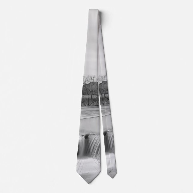 Spring Day At Ozark Mill Grayscale Neck Tie (Front)