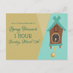 Spring Daylight Saving Time Change Reminder Postcard