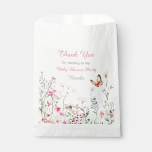 Spring Deep Pink Butterfly Floral Baby Shower Favour Bag