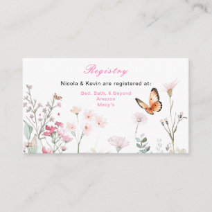 Spring Deep Pink Butterfly Floral Wedding Enclosure Card