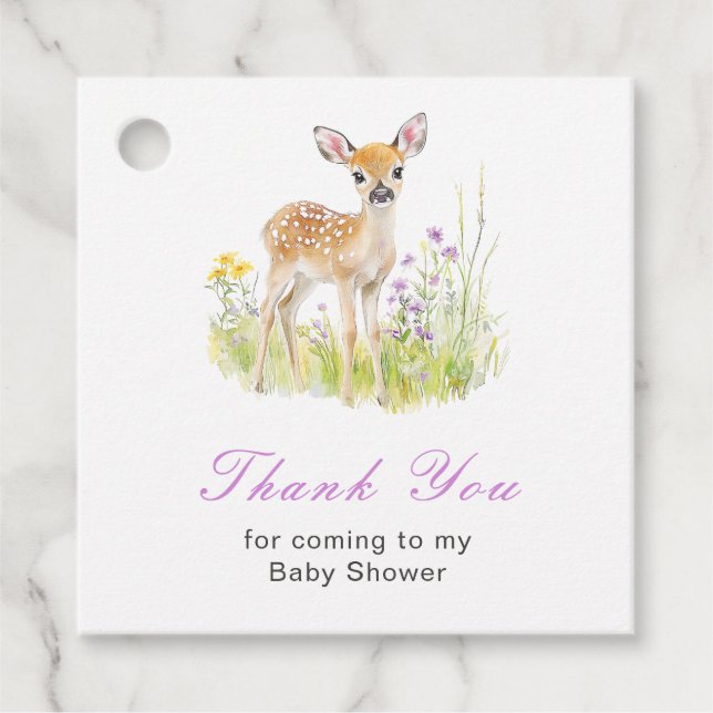 Spring Deer Baby Shower Favour Tags (Front)