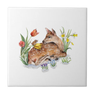 Spring Deer Ceramic Tile