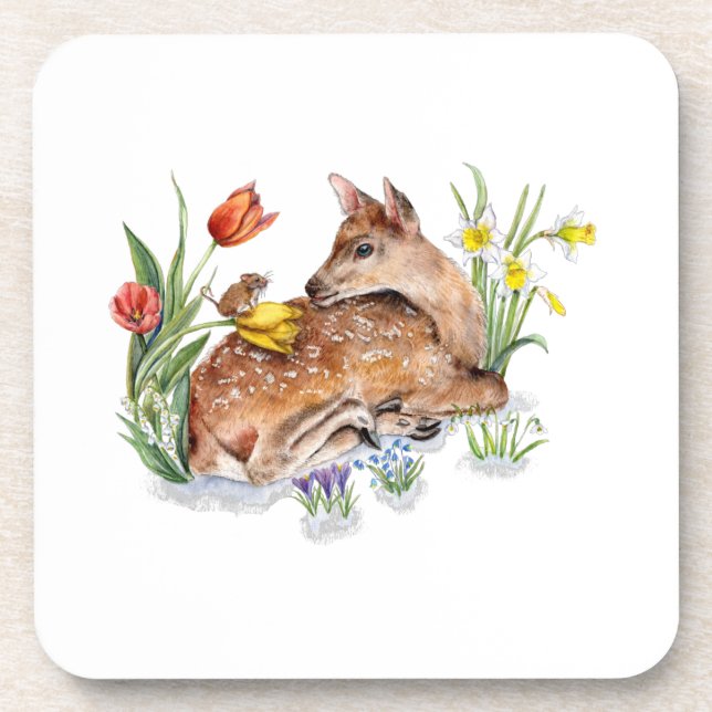 Spring Deer Coaster (Front)