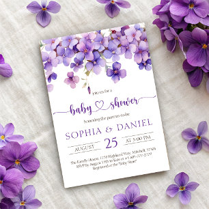 Spring Delicate Violet Flowers Baby Shower Invitation