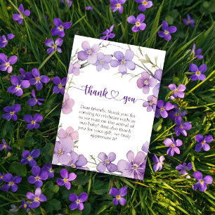 Spring Delicate Violet Flowers Baby Shower Thank You Card