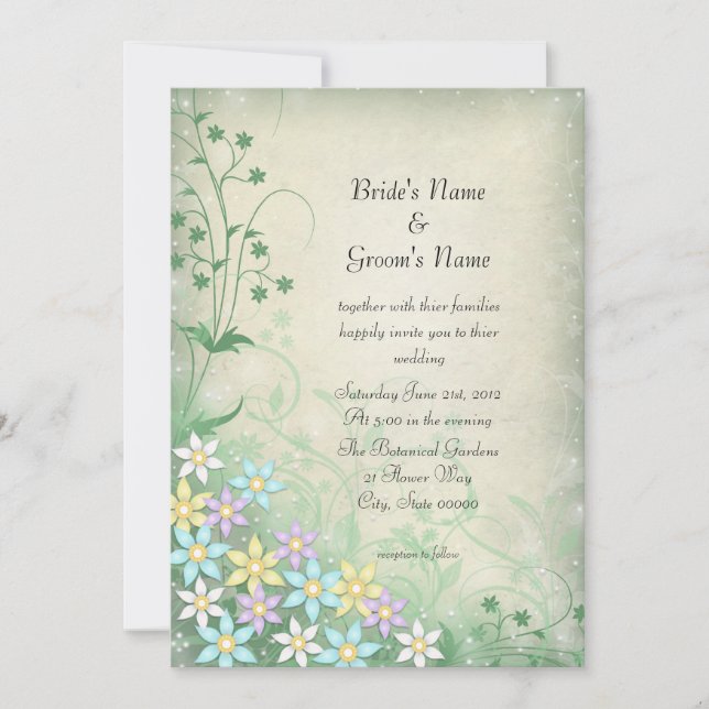 Spring Dream Pastel Flowers Wedding Invite (Front)