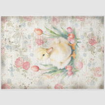 Spring Duckling Floral Art Shabby Chic Decoupage