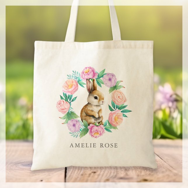 Spring Easter Bunny Egg Hunt Personalised Tote Bag (Creator Uploaded)