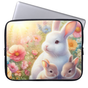 Spring Easter Bunny Family Floral Garden Laptop Sleeve