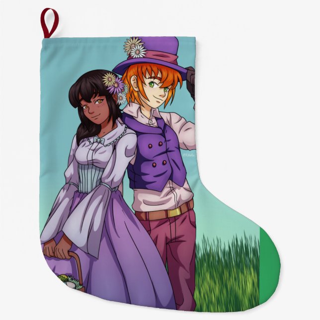 Spring Easter Couple Large Christmas Stocking (Front)