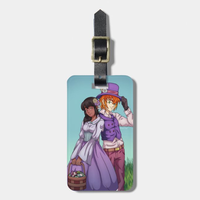 Spring Easter Couple Luggage Tag (Front Vertical)