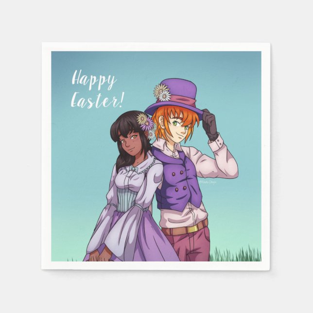 Spring Easter Couple Napkin (Front)
