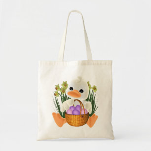 Spring Easter Ducky with Egg Basket Tote Bag