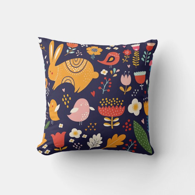 Spring Easter: flowers, bunnies collection Cushion (Front)