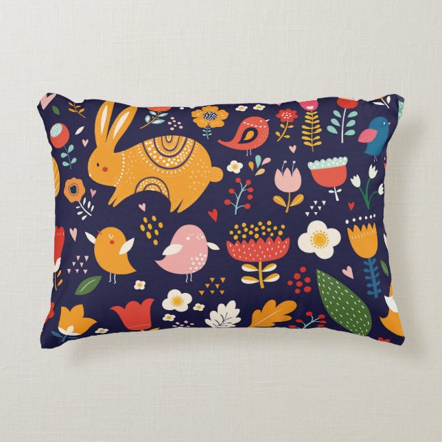 Spring Easter: flowers, bunnies collection Decorative Cushion (Front)