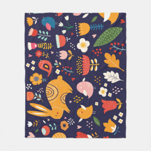 Spring Easter: flowers, bunnies collection Fleece Blanket