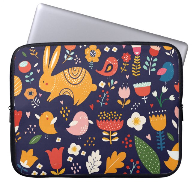 Spring Easter: flowers, bunnies collection Laptop Sleeve (Front)