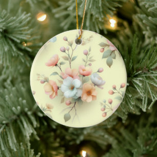 Spring Easter Flowers Ceramic Ornament