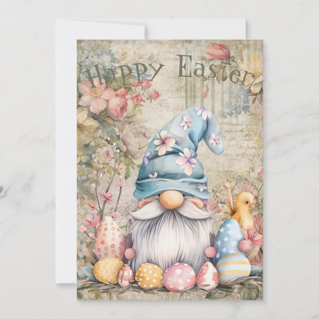 Spring Easter Gnome Holiday Card (Front)