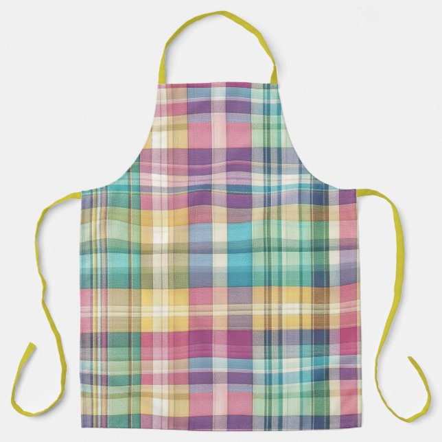 Spring/Easter pastel plaid/tartan  Apron (Front)