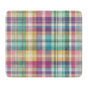 Spring/Easter pastel plaid/tartan Cutting Board