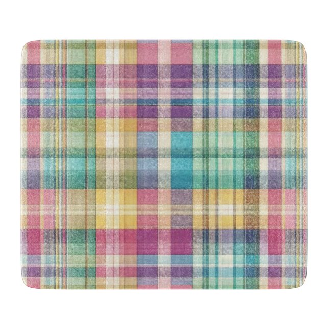 Spring/Easter pastel plaid/tartan  Cutting Board (Front)