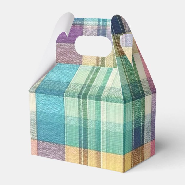 Spring/Easter pastel plaid/tartan  Favour Box (Front Side)