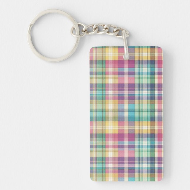 Spring/Easter pastel plaid/tartan  Key Ring (Front)