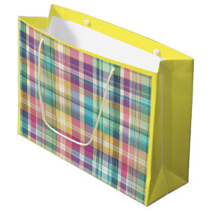 Spring/Easter pastel plaid/tartan Large Gift Bag