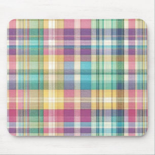 Spring/Easter pastel plaid/tartan  Mouse Pad