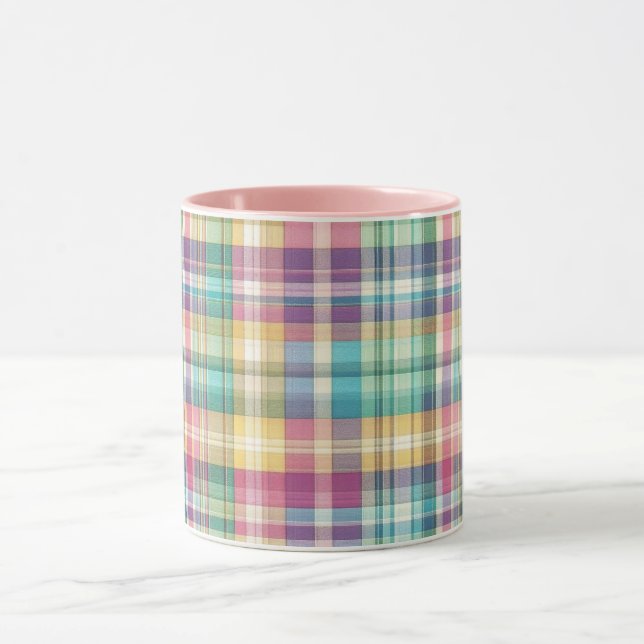 Spring/Easter pastel plaid/tartan  Mug (Center)